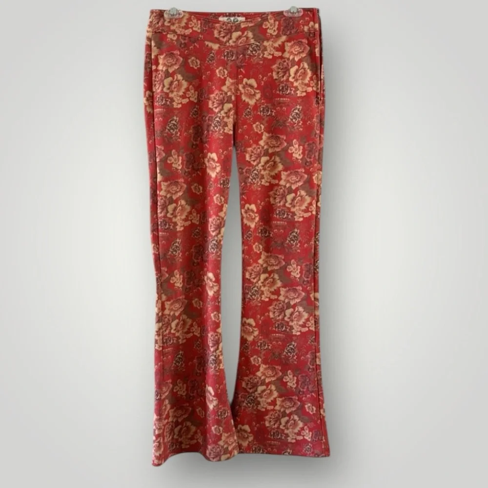 Free People Red Floral Boot Cut Pants